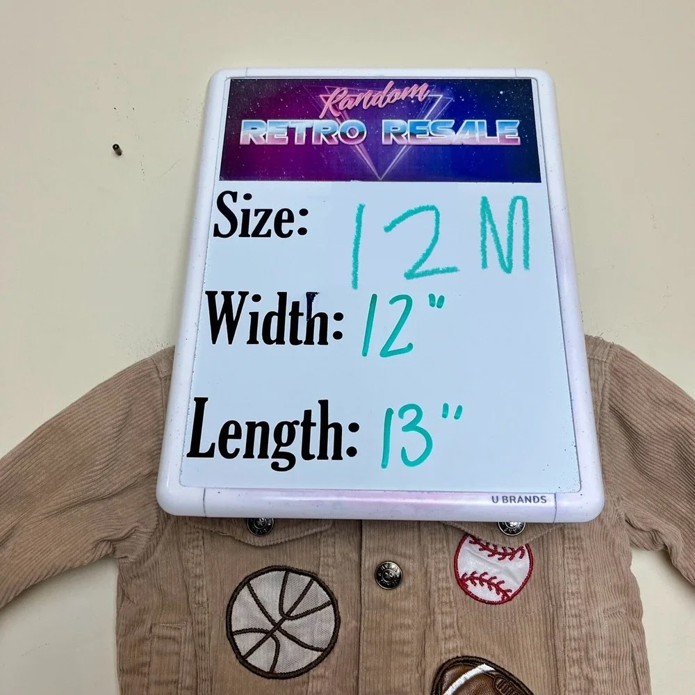 Vintage Khaki Corduroy Hooded Jacket Baseball Basketball Football 12 Months Y2K
